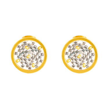 Aretes Upsala Dorado Circulo Chico Poste Plata Pavonada Puntos Dorados